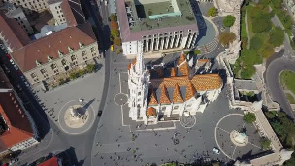 Belle Architecture Castle Hill Avec Église Matthias Budapest Hongrie Vue — Video