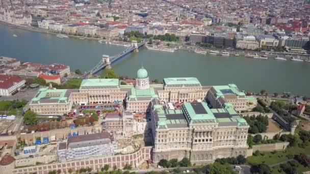 Vue Aérienne Magnifique Colline Château Dessus Danube Budapest Hongrie Les — Video