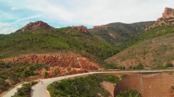 Cap Roux Famous Red Mountain Esterel Massif Azure Coast French — Stock Video