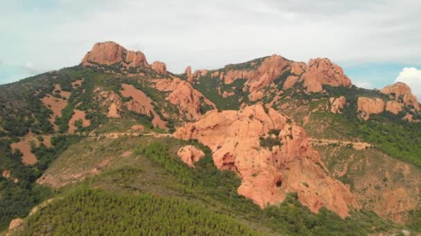 Cap Roux Beroemde Rode Berg Esterel Massief Aan Azuurblauwe Kust — Stockvideo