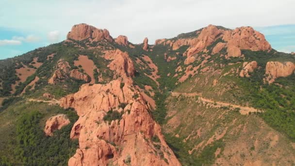 Cap Roux Famous Red Mountain Esterel Massif Azure Coast French — Stock Video