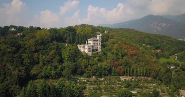 Magnificent Scenery Breathtaking Dosso Pisani Villa Lake Como Italy Aerial — Stock Video