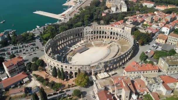 Römische Arena Römisches Amphitheater Luftaufnahme Der Römischen Arena Pula Die — Stockvideo