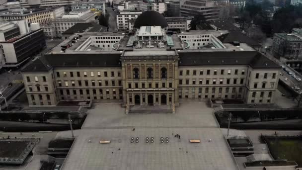 瑞士联邦理工学院苏黎世鸟瞰苏黎世瑞士联邦理工学院新古典主义风格的建筑 — 图库视频影像