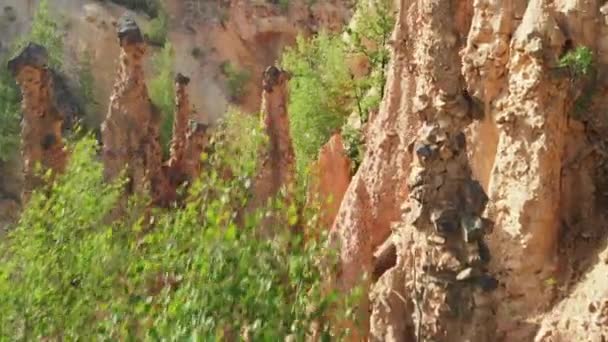 Natural Wonder Rock Formation Devil Town Djavolja Varos Serbia Peculiar — Stock Video