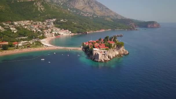 Святой Стефан Небольшой Звездочный Курорт Адриатическом Побережье — стоковое видео