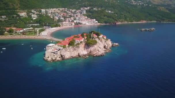 Sveti Stefan Saint Stephen Mały Gwiazdkowy Ośrodek Hotelowy Wybrzeżu Adriatyku — Wideo stockowe