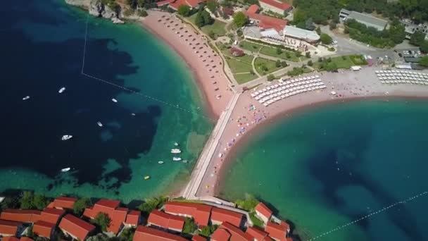 Sveti Stefan Saint Stephen Mały Gwiazdkowy Ośrodek Hotelowy Wybrzeżu Adriatyku — Wideo stockowe