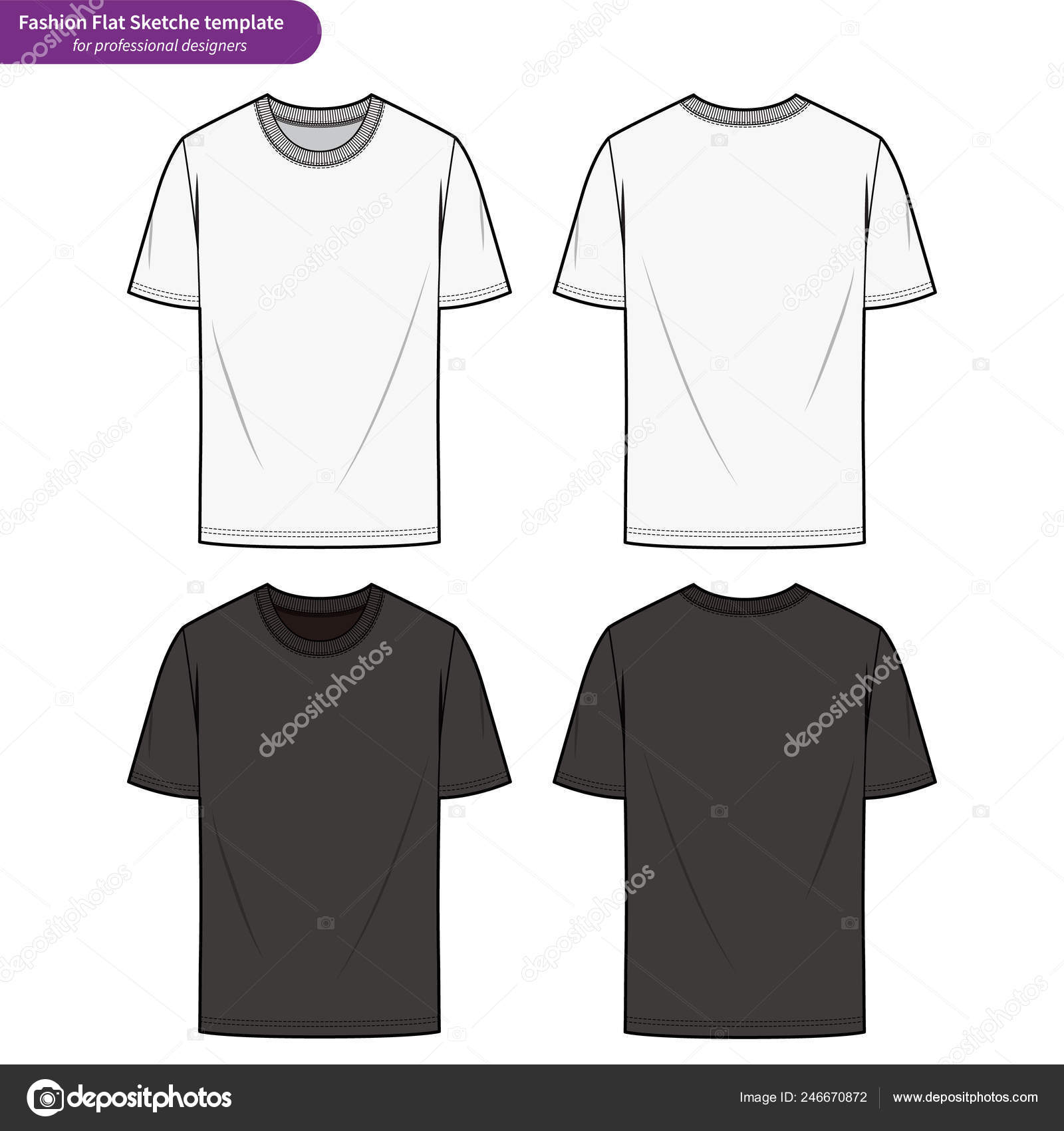 Fit Tee Shirt Fashion Flat Technical Drawing Vector Template Stock ...