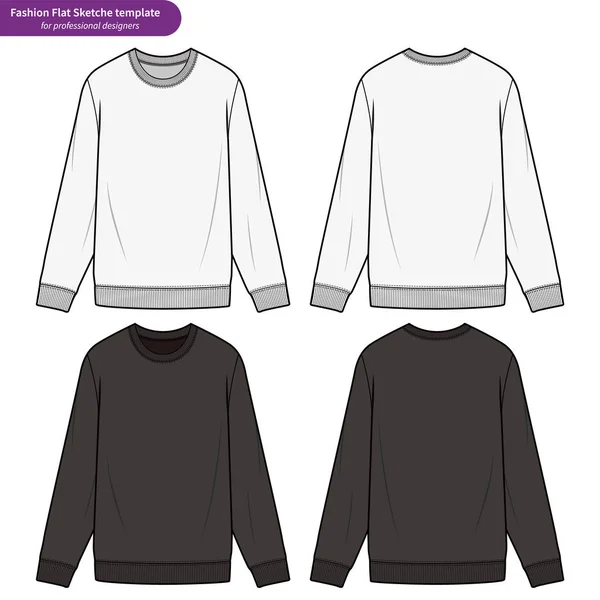 Sweatshirts Moda Plana Modelo Vetor Desenho Técnico —  Vetores de Stock