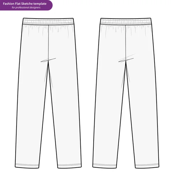 跟踪裤子时尚扁平技术绘图向量模板 — 图库矢量图片