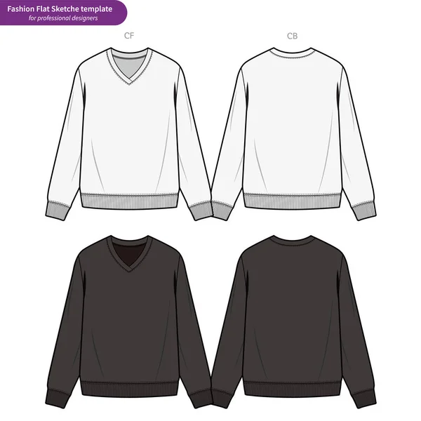 Basic Fit Sweatshirts Modelo Vetor Desenho Técnico Plano Moda —  Vetores de Stock