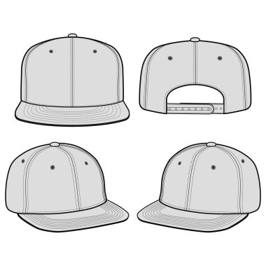 Snapback Cap moda düz vektör mockup tasarım