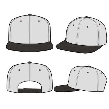 Snapback Cap moda düz vektör mockup tasarım