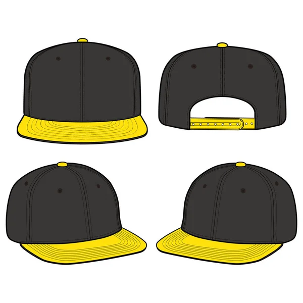 Snapback Čepice Fashion Plochých Vector Mockup Design — Stockový vektor