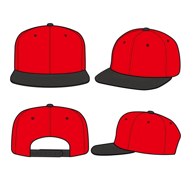 Snapback Casquette Mode Plat Vecteur Maquette Design — Image vectorielle