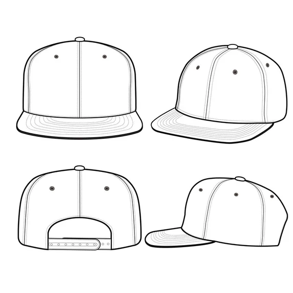 Snapback Cap Мода Плоский Векторный Макет Дизайн — стоковый вектор
