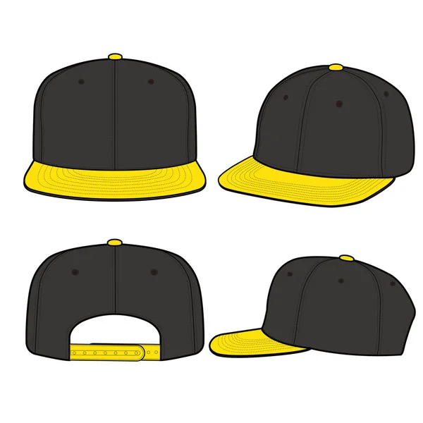 Snapback Cap Fashion Flat Vector Mockup Design — Stock Vector