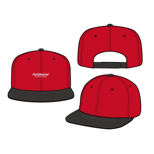 Snapback Casquette Mode Plat Vecteur Maquette Design — Image vectorielle