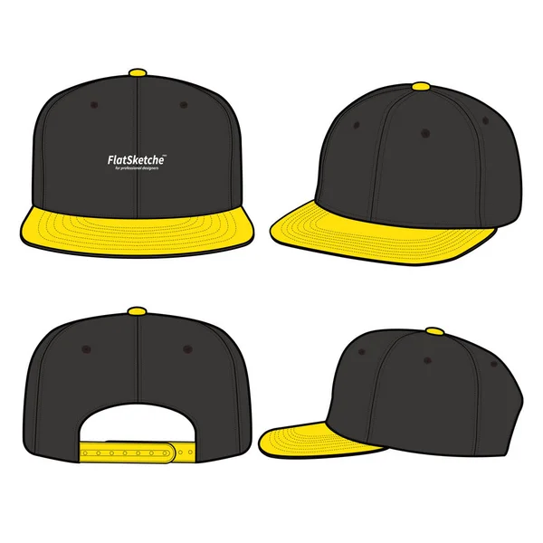 Snapback Casquette Mode Plat Vecteur Maquette Design — Image vectorielle