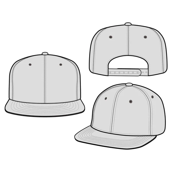 Snapback Cap Modevormgeving Platte Vector Mockup — Stockvector