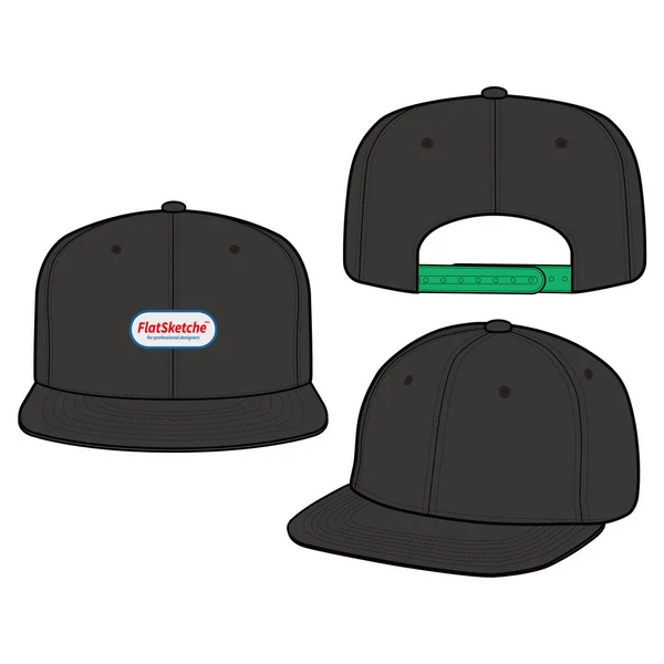 Snapback Cap Мода Плоский Векторный Макет Дизайн — стоковый вектор