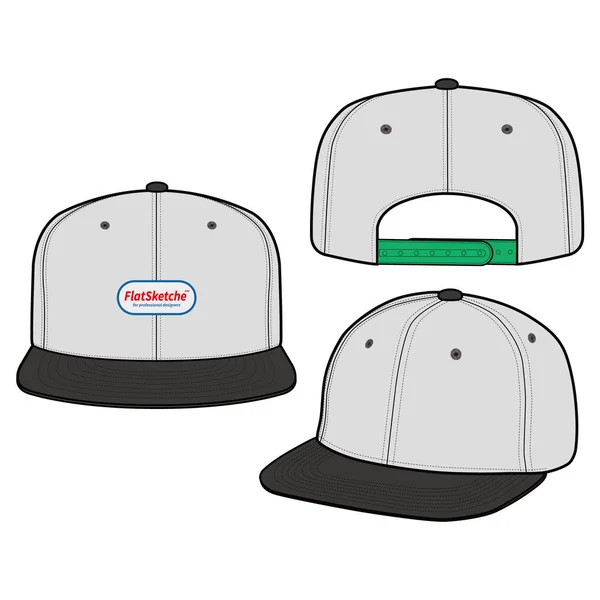 Snapback Čepice Fashion Plochých Vector Mockup Design — Stockový vektor