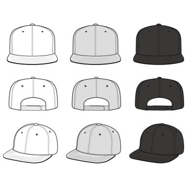 Snapback Cap moda düz vektör mockup tasarım