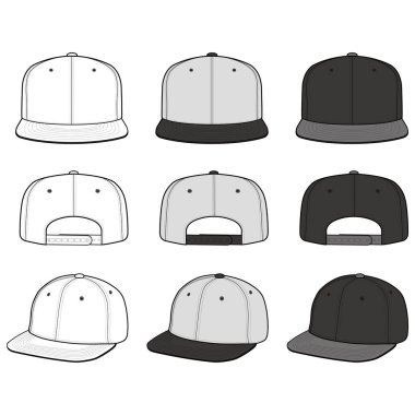 Snapback Cap moda düz vektör mockup tasarım