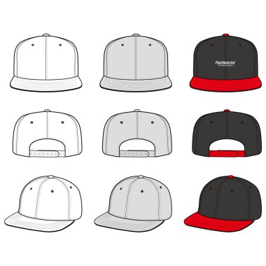 Snapback Cap moda düz vektör mockup tasarım