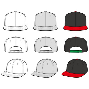 Snapback Cap moda düz vektör mockup tasarım