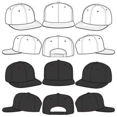 Snapback Cap moda düz vektör mockup tasarım
