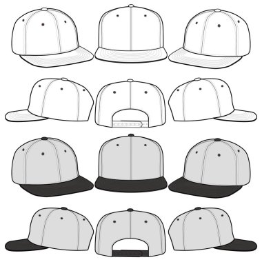Snapback Cap moda düz vektör mockup tasarım