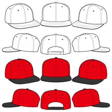 Snapback Cap moda düz vektör mockup tasarım