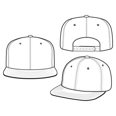 Snapback Cap moda düz vektör mockup tasarım
