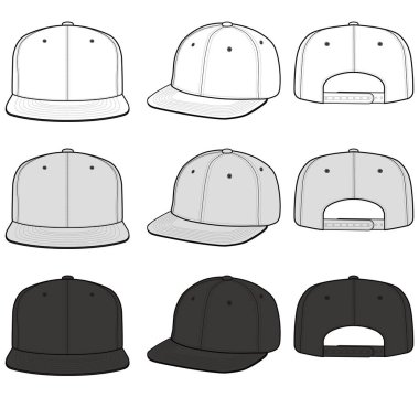 Snapback Cap moda düz vektör mockup tasarım