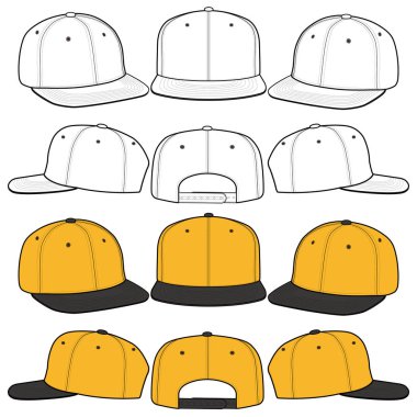 Snapback Cap moda düz vektör mockup tasarım