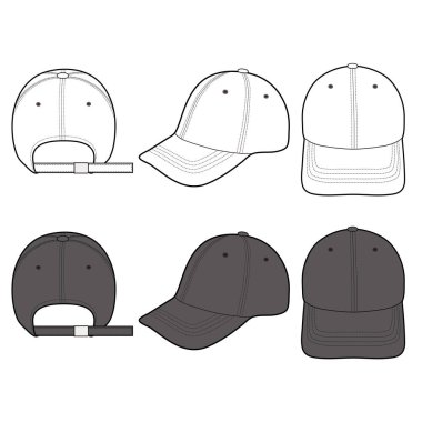 Beyzbol kap moda düz vektör mockup tasarım