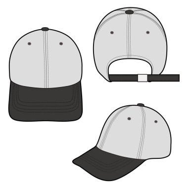 Beyzbol kap moda düz vektör mockup tasarım