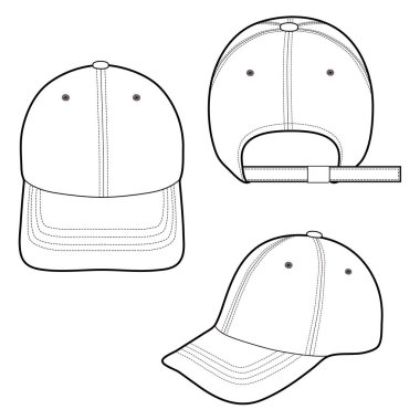 Beyzbol kap moda düz vektör mockup tasarım