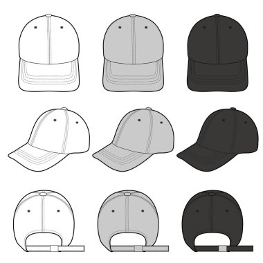Beyzbol kap moda düz vektör mockup tasarım