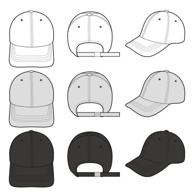Beyzbol kap moda düz vektör mockup tasarım