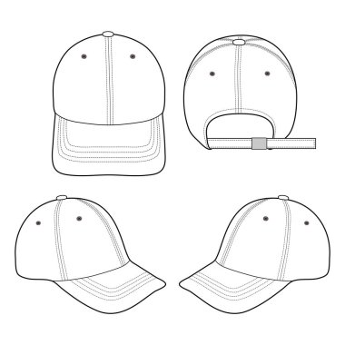 Beyzbol kap moda düz vektör mockup tasarım