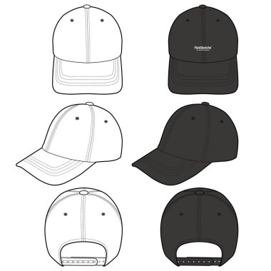 Beyzbol kap moda düz vektör mockup tasarım