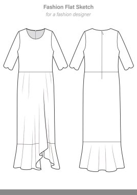 Elbise vektör tasarım çizim şablonu