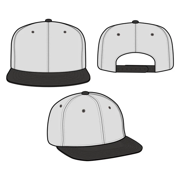 Snapback Cap Мода Плоский Векторный Макет Дизайн — стоковый вектор