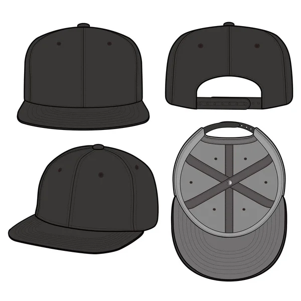 Snapback Cap Modevormgeving Platte Vector Mockup — Stockvector