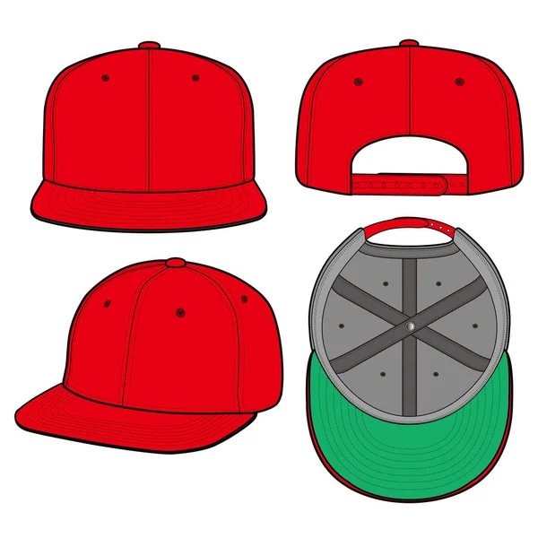 Snapback Čepice Fashion Plochých Vector Mockup Design — Stockový vektor