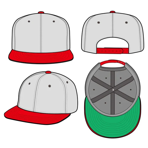 Snapback Casquette Mode Plat Vecteur Maquette Design — Image vectorielle