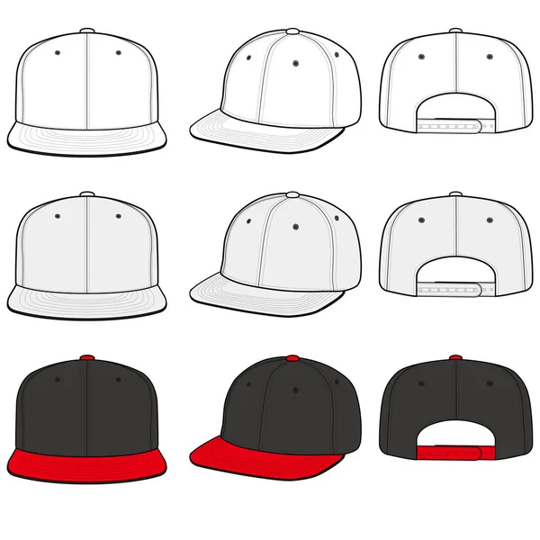 Snapback Cap Diseño Maqueta Vector Plano Moda — Vector de stock